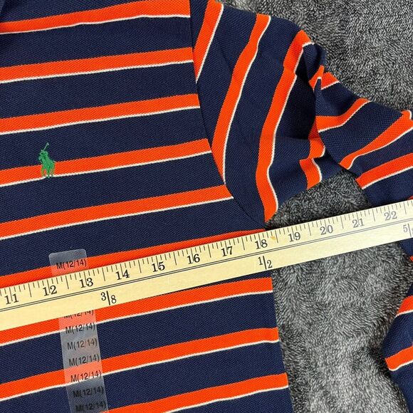 Polo Ralph Lauren Polo Long Sleeve Boys M 12/14 Stripe Orange Blue NWT - Picture 6 of 10